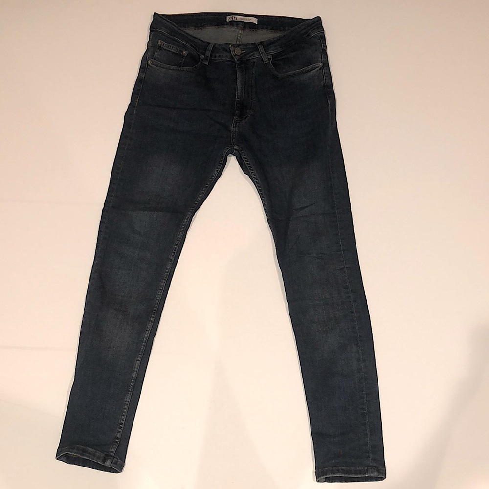 Zara 32w Dark Blue Skinny Jeans